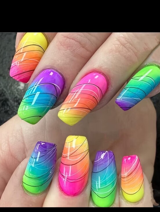 None Other - 🔥3/$21 Multicolor Rainbow Gradient Press On Nail Set